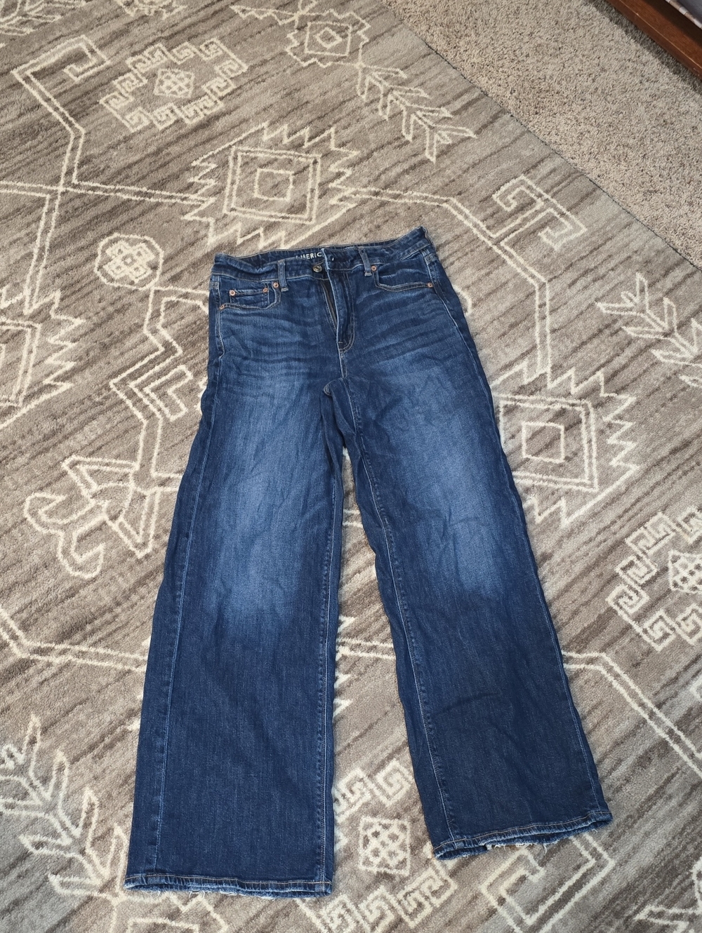 American Eagle Super High Rise BaggyWide Leg Blue Women's Jeans -Size 4